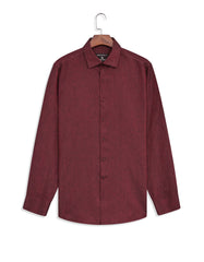 Maroon Plain Tailored Smart Fit Linen Shirt