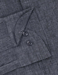 D Grey Plain Classic Fit Linen Shirt