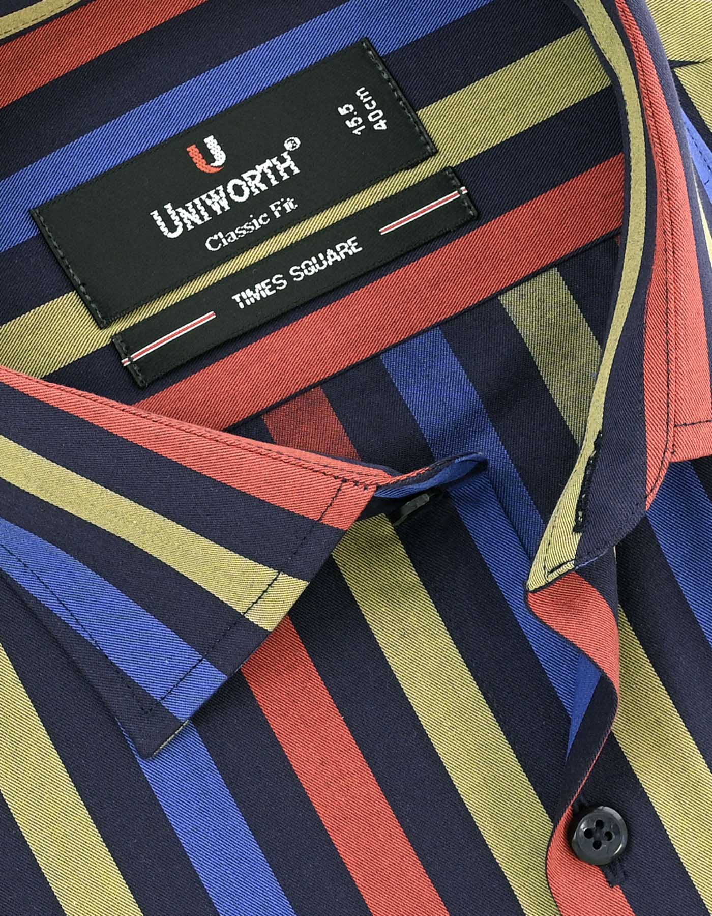 Stripe Navy/Red Classic Fit Shirt FS2713RF-15