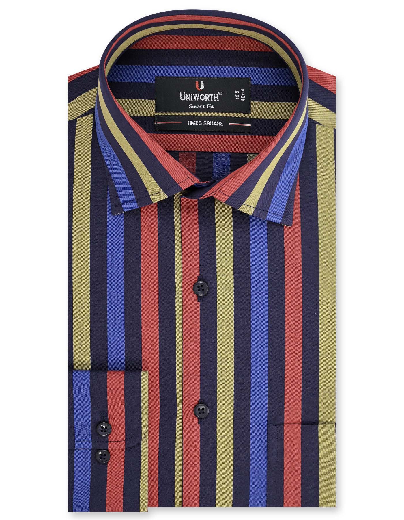 Stripe Navy/Red Tailored Smart Fit Shirt FS2713SF-14.5