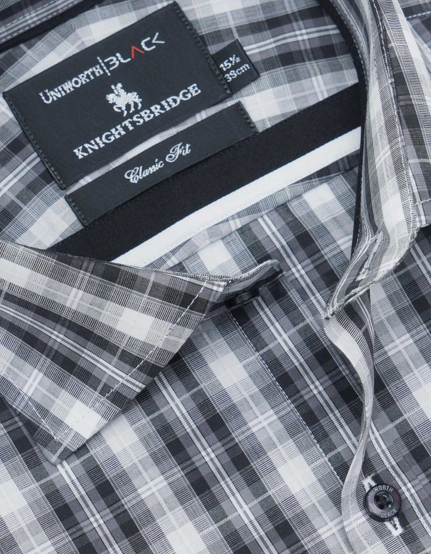 Check White/Black Classic Fit Shirt FS2720-1RF-15