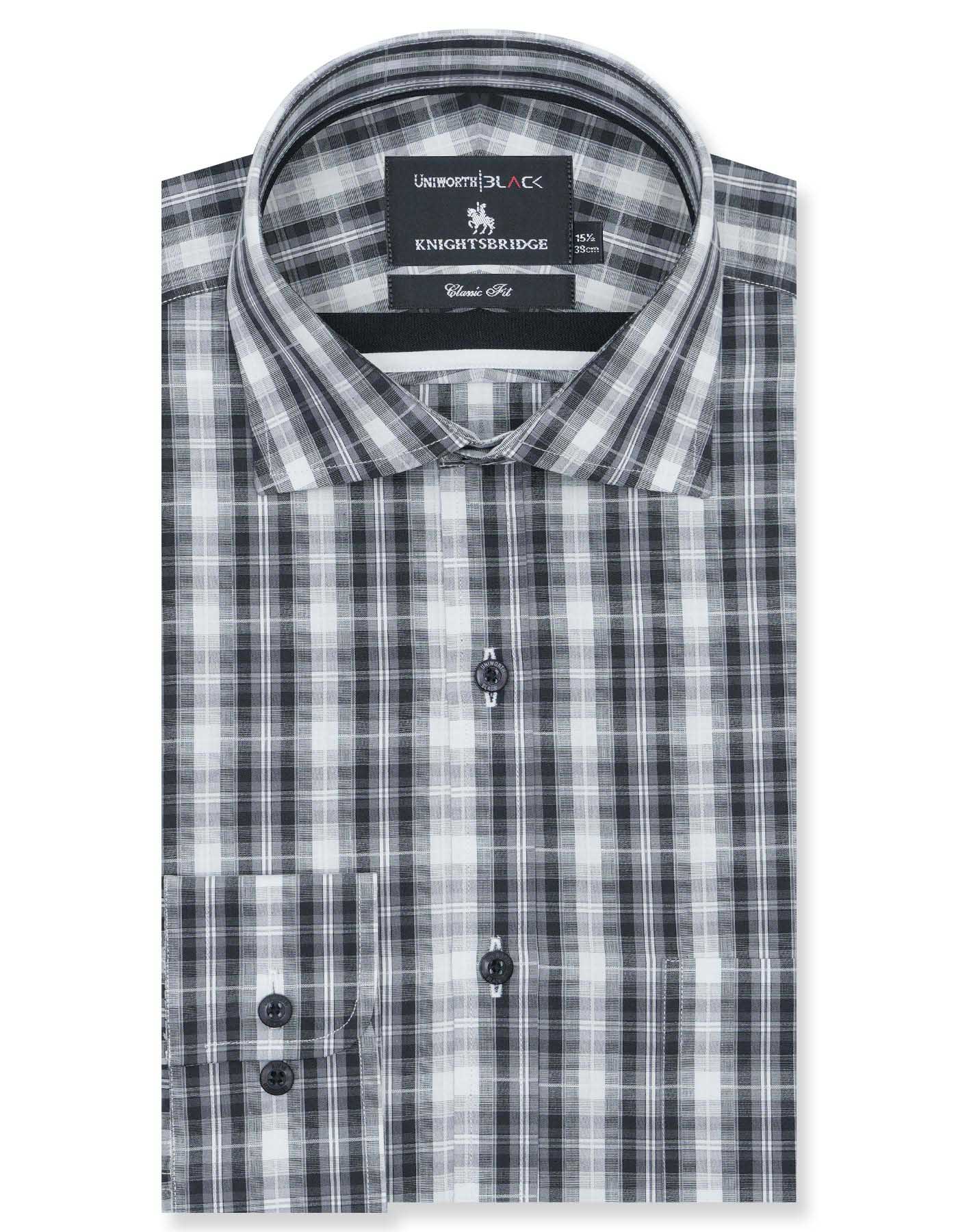 Check White/Black Classic Fit Shirt FS2720-1RF-14.5