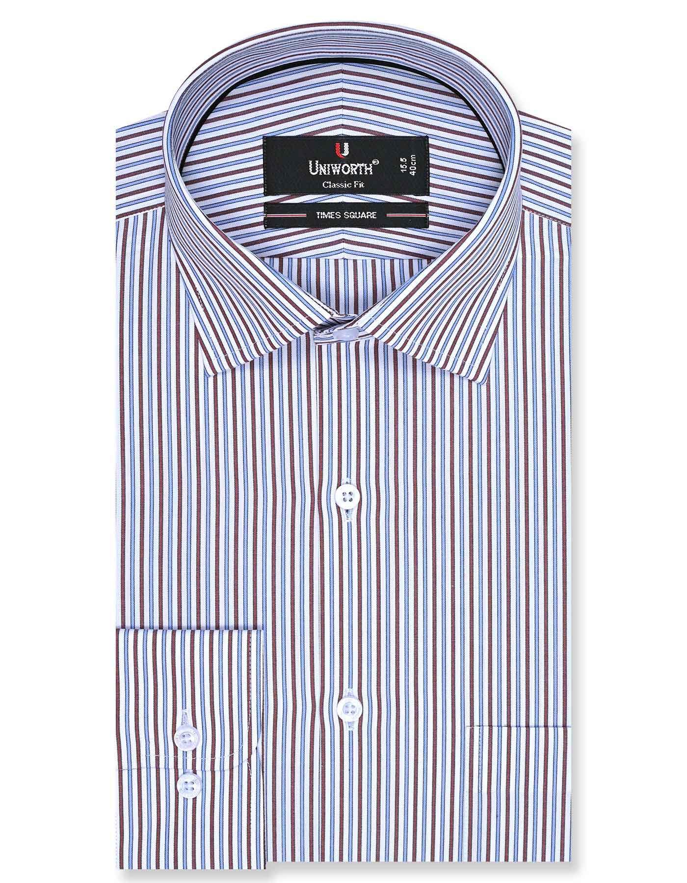 Stripe Maroon Classic Fit Shirt FS2720-2RF-14.5
