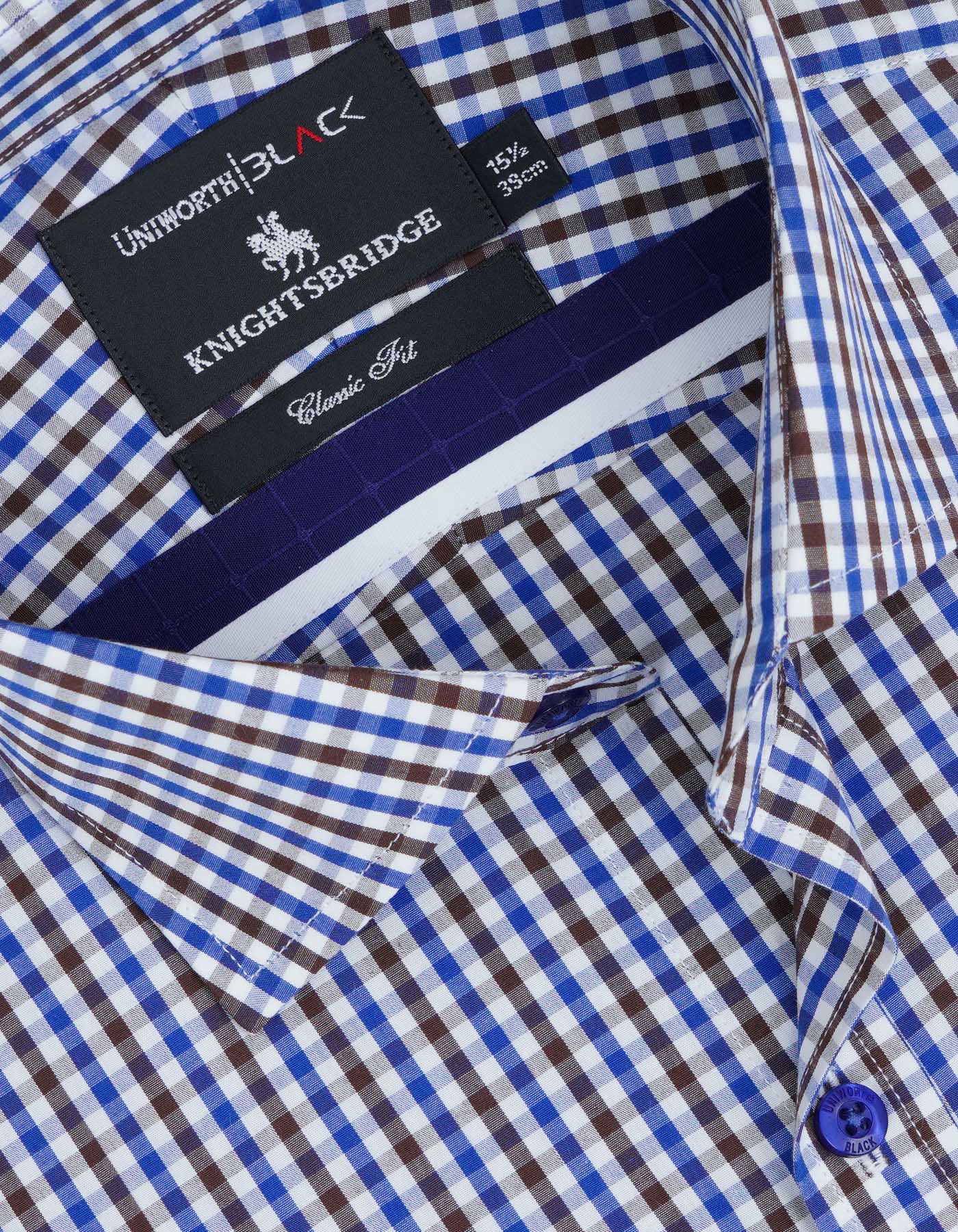 Check White/Royal Blue Classic Fit Shirt FS2724-1RF-15
