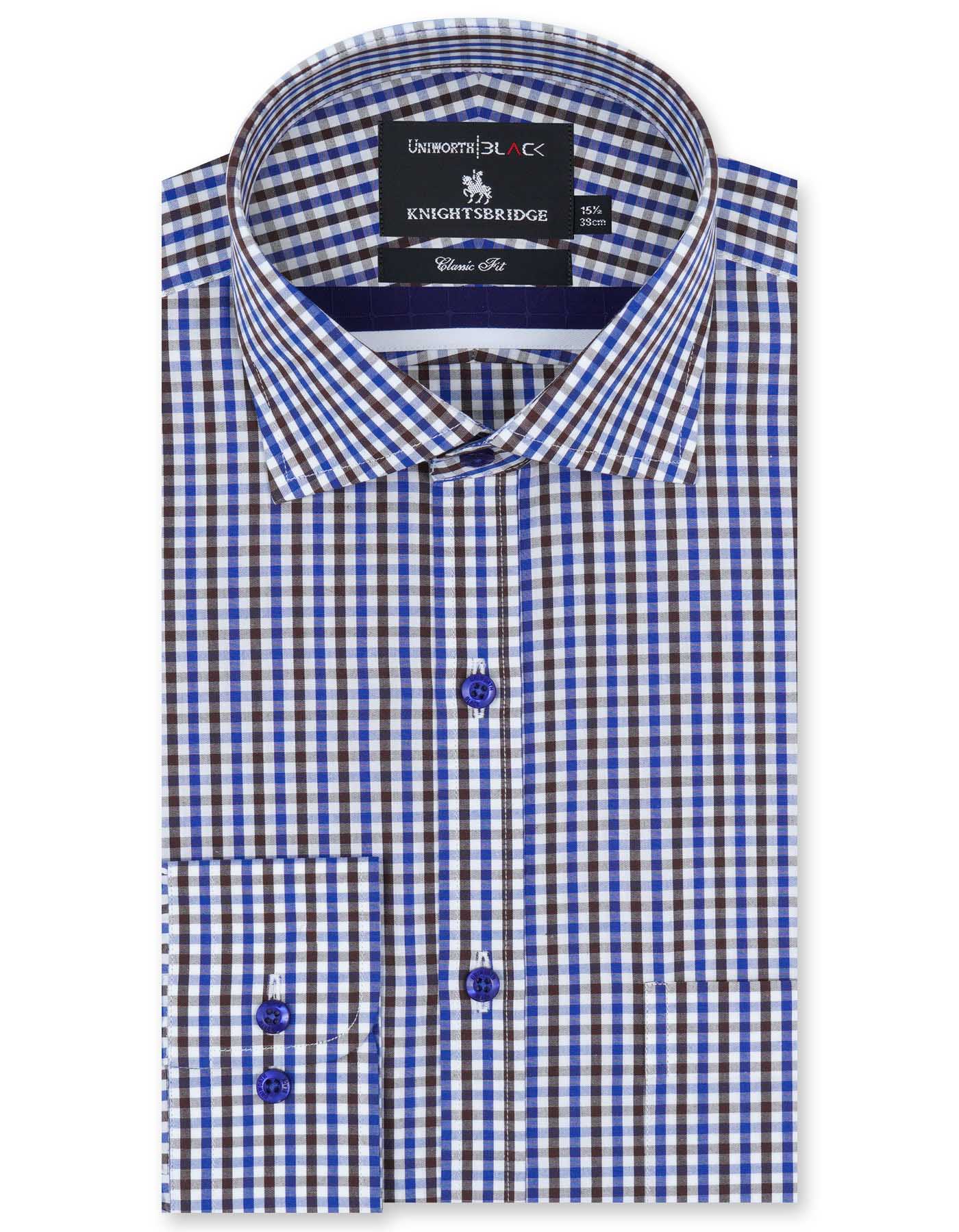 Check White/Royal Blue Classic Fit Shirt FS2724-1RF-14.5
