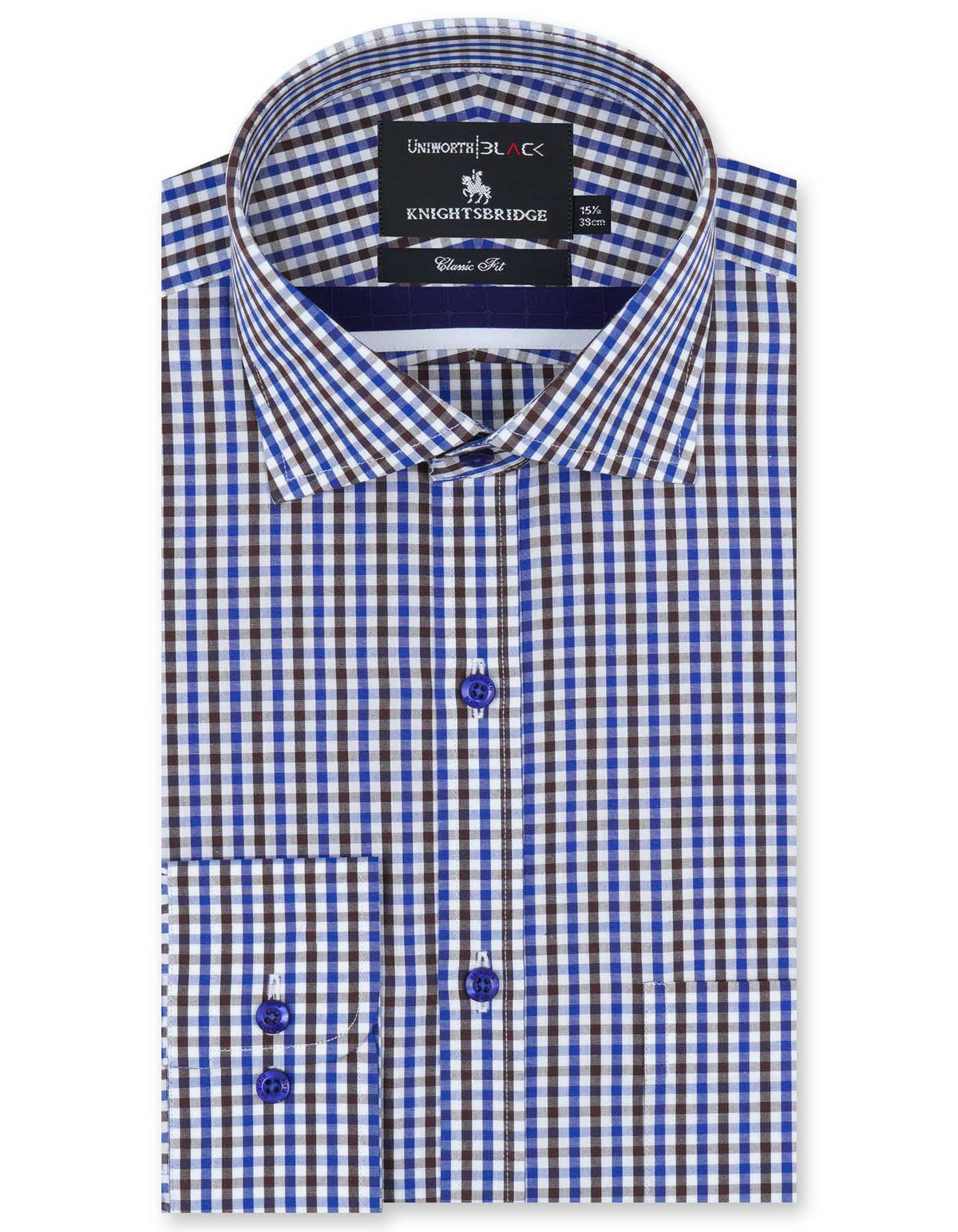 Check White/Royal Blue Classic Fit Shirt FS2724-1RF-14.5