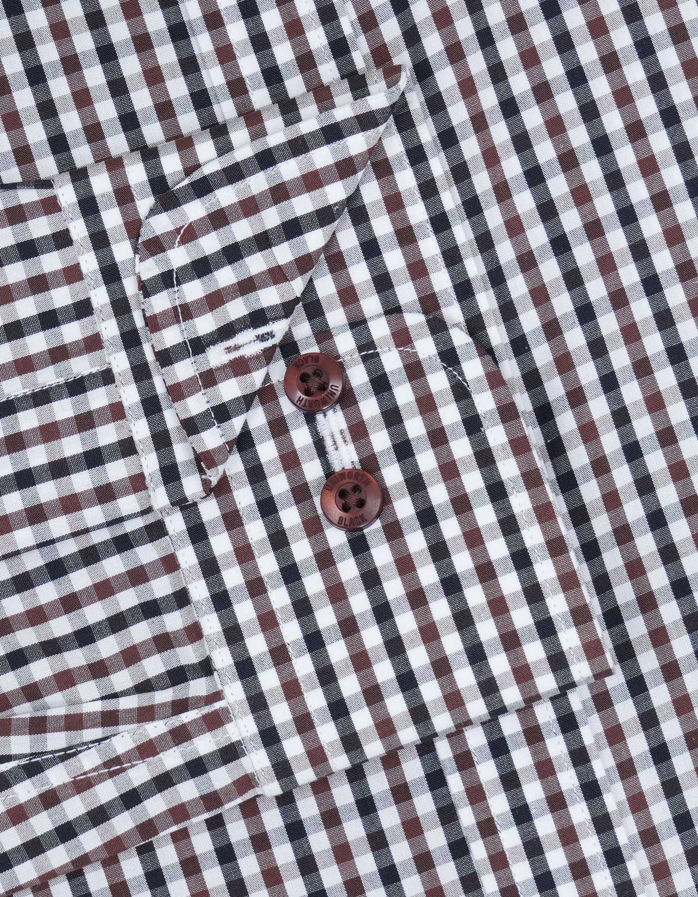 Check White/Brown Classic Fit Shirt FS2726-1RF-15.5