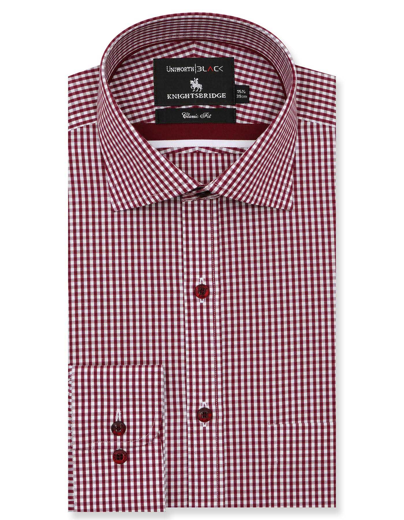 Check White/Maroon Classic Fit Shirt FS2728-1RF-14.5