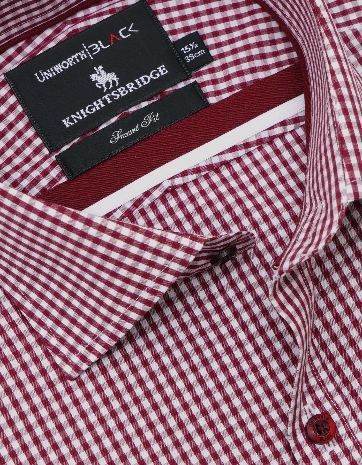Check White/Maroon Tailored Smart Fit Shirt FS2728-1SF-15