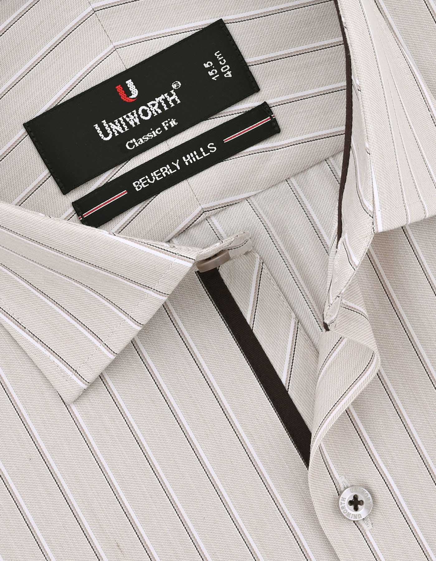 Stripe Beige Classic Fit Shirt FS2738-2RF-15