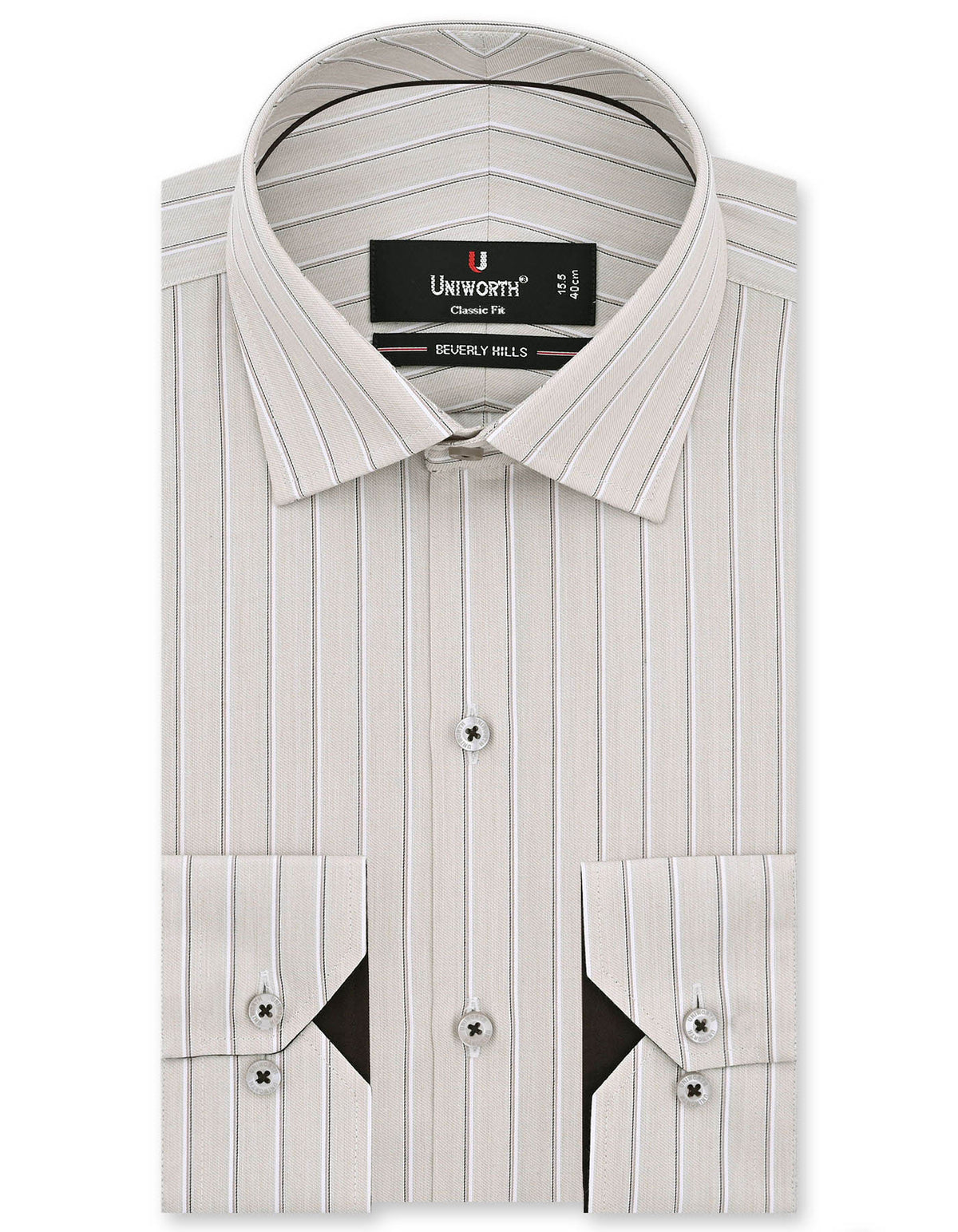 Stripe Beige Classic Fit Shirt FS2738-2RF-14.5