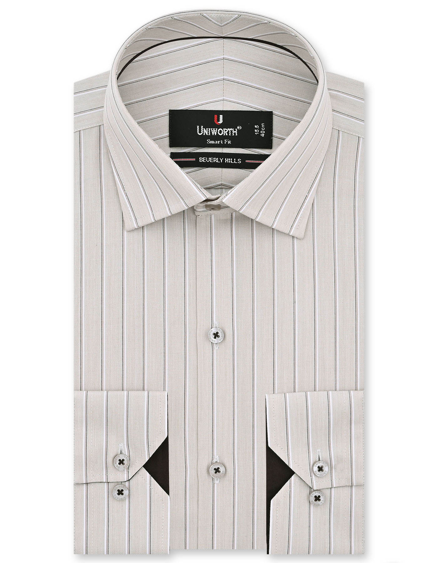 Stripe Beige Tailored Smart Fit Shirt FS2738-2SF-14.5