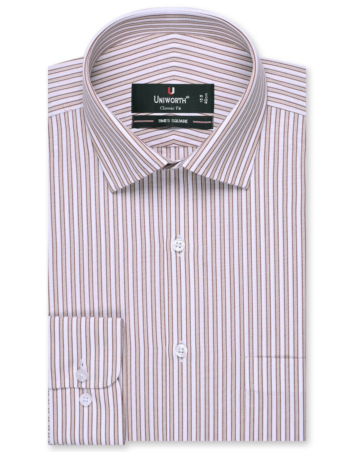 Stripe Brown Classic Fit Shirt FS2744-2RF-14.5