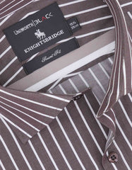 Stripe White/Brown Tailored Smart Fit Shirt FS2748SF-15
