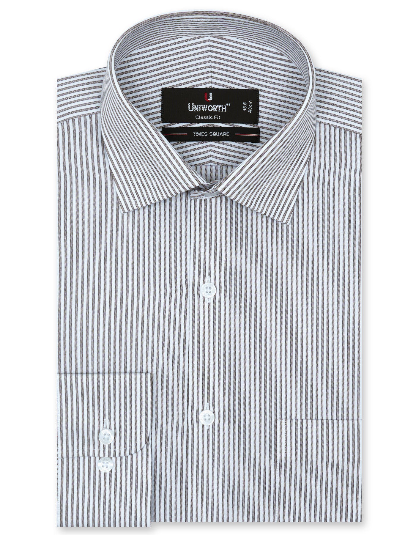Stripe D Brown Classic Fit Shirt FS2752RF-14.5