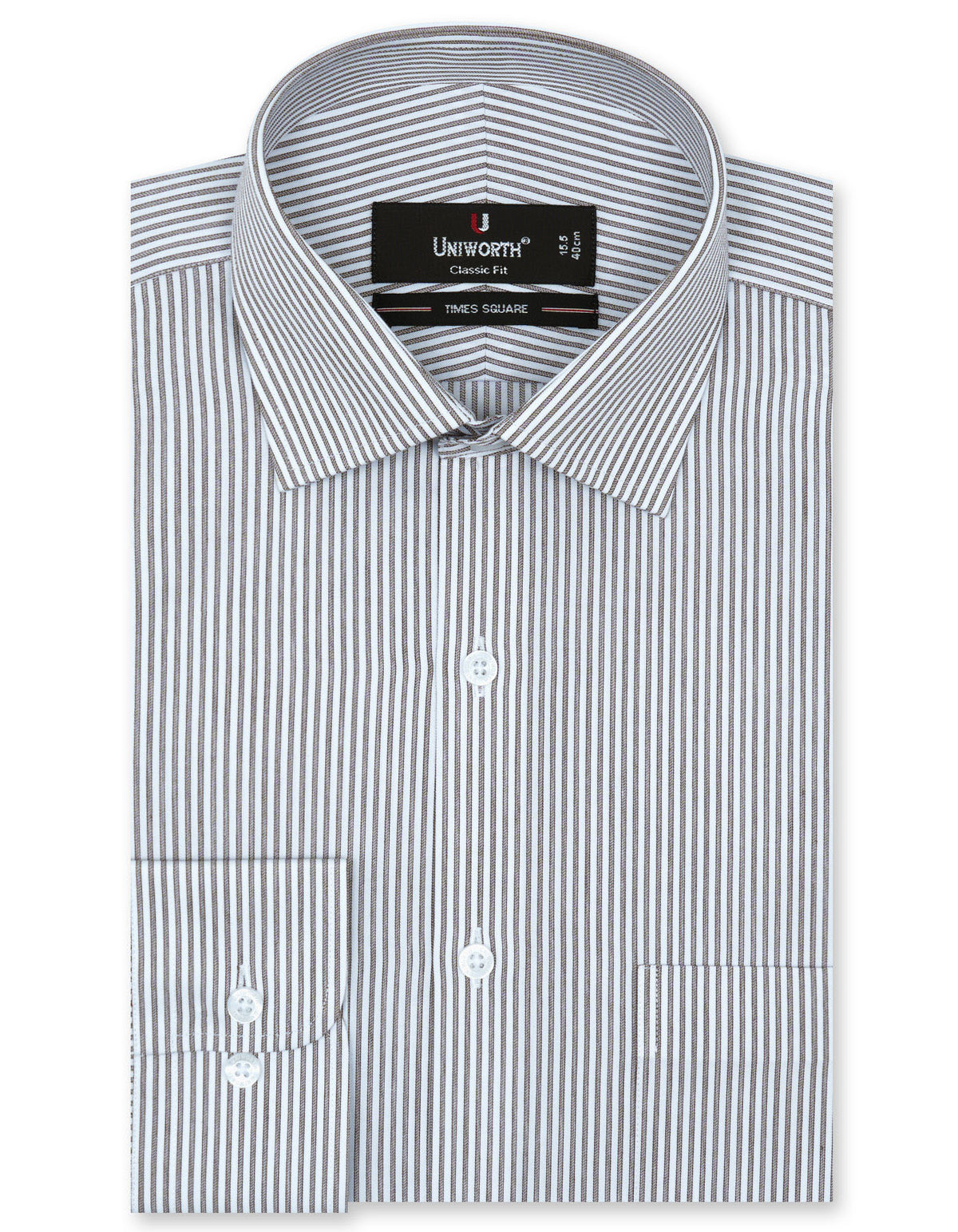 Stripe D Brown Classic Fit Shirt FS2752RF-14.5