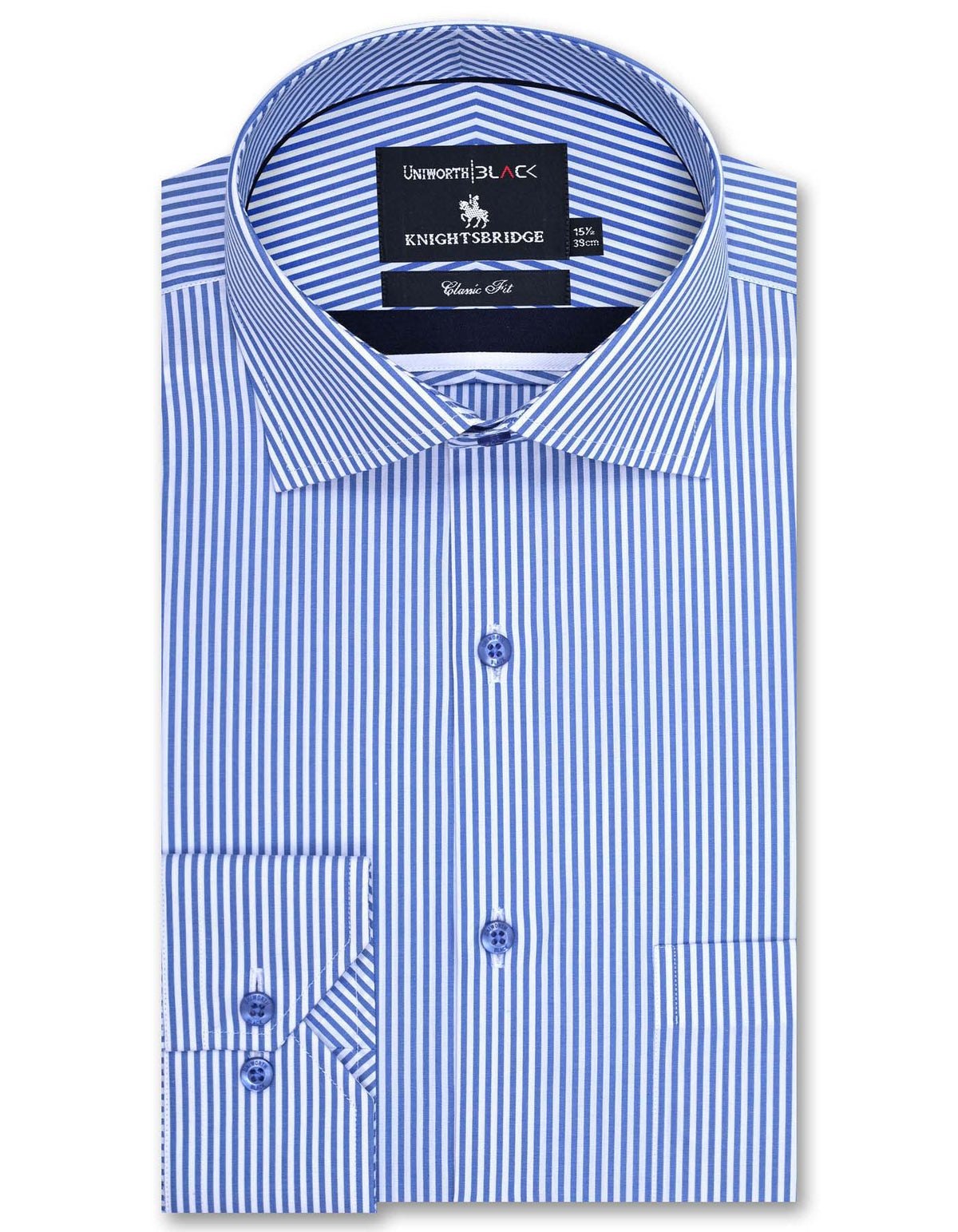 Stripe White/Sky Classic Fit Shirt FS2758-1RF-14.5