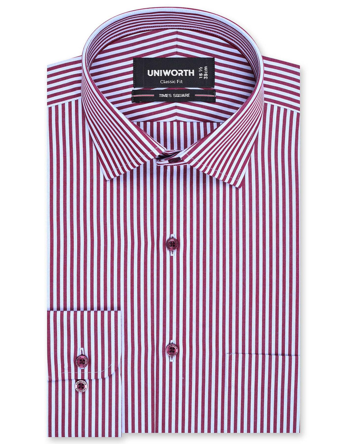Stripe Maroon Classic Fit Shirt FS2759-1RF-14.5
