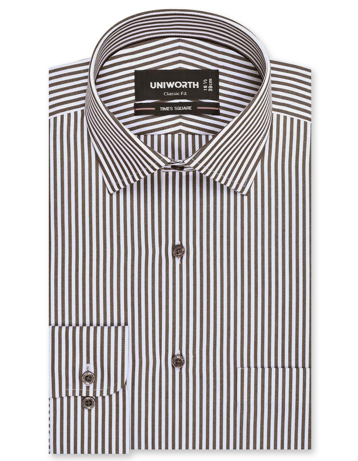 Stripe Brown Classic Fit Shirt FS2760-4RF-14.5