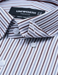 Stripe Maroon Classic Fit Shirt FS2761-2RF-15.5