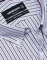 Stripe Maroon Classic Fit Shirt FS2761-2RF-15