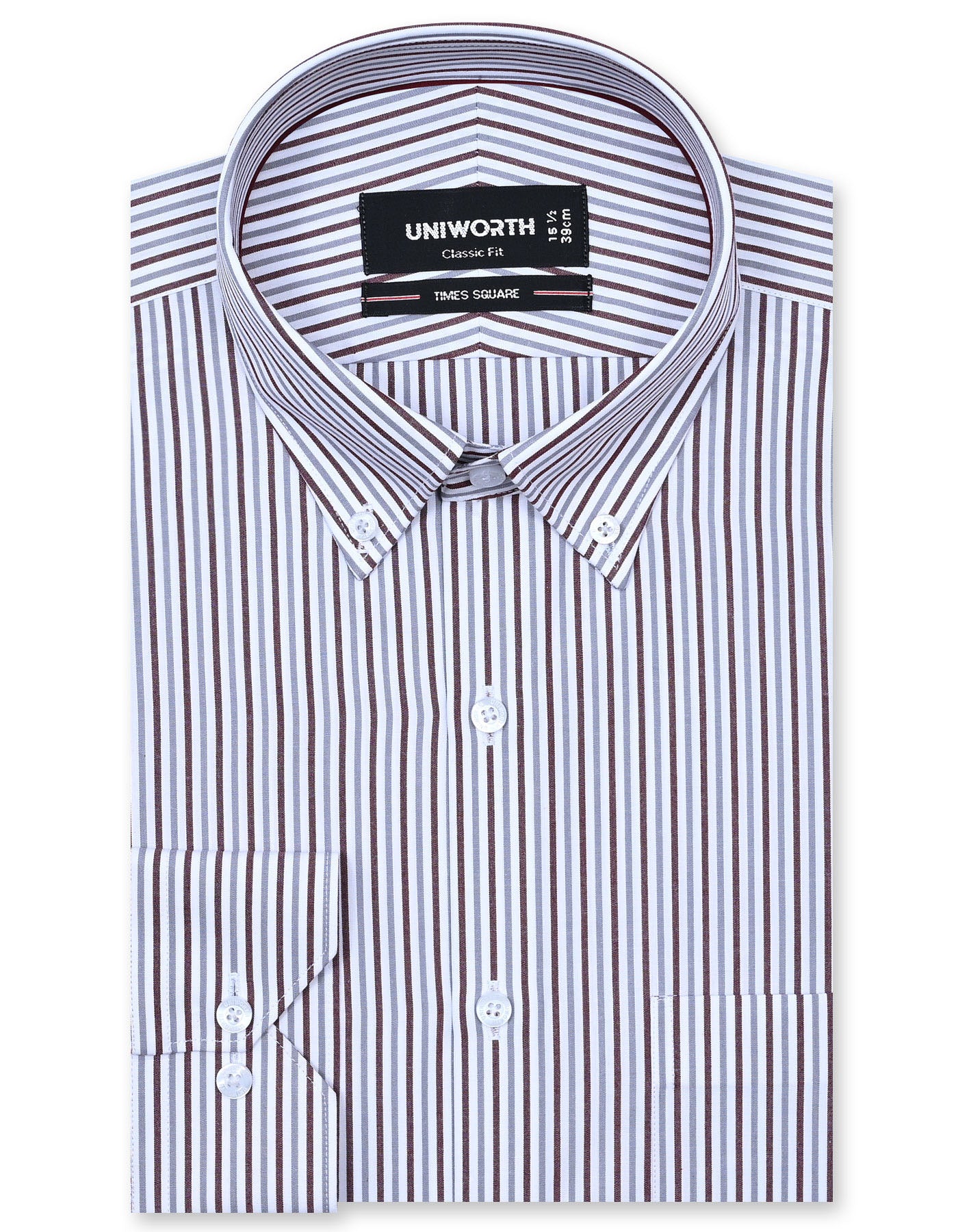 Stripe Maroon Classic Fit Shirt FS2761-2RF-14.5