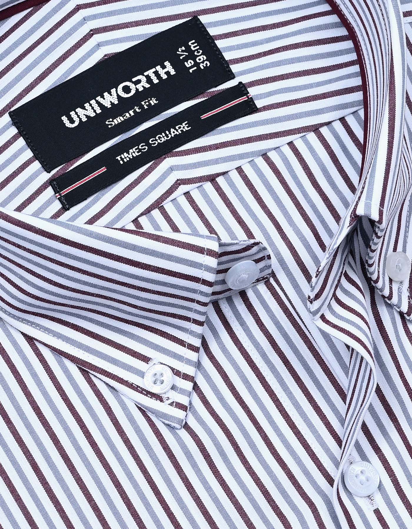 Stripe Maroon Tailored Smart Fit Shirt FS2761-2SF-15