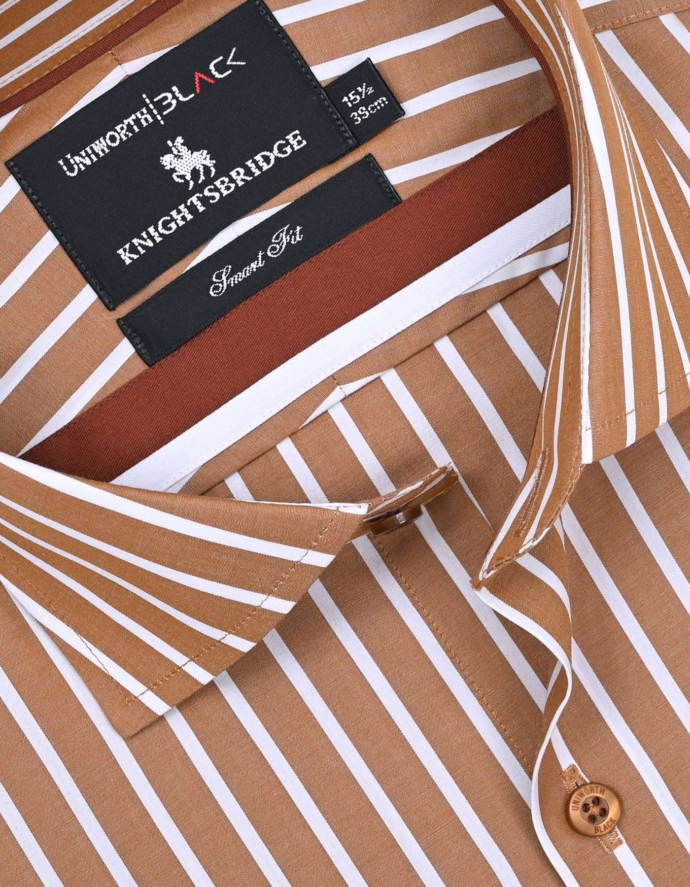 Stripe Mustard Tailored Smart Fit Shirt FS2767-1SF-15.5