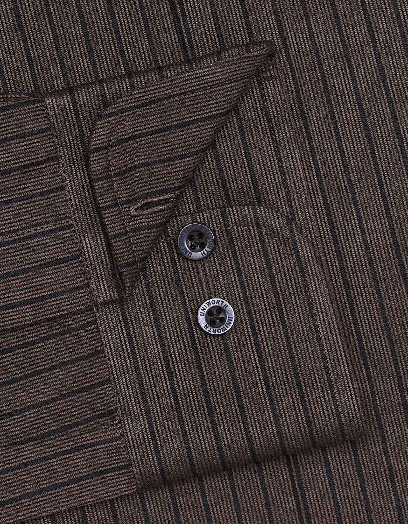 Stripe Brown Classic Fit Shirt FS2770-2RF-15.5