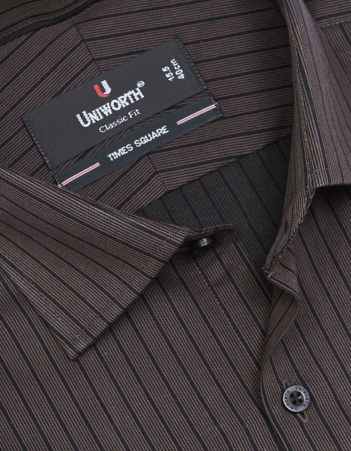 Stripe Brown Classic Fit Shirt FS2770-2RF-15