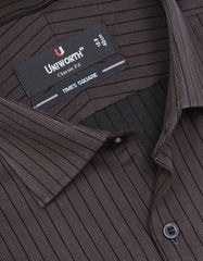 Stripe Brown Classic Fit Shirt FS2770-2RF-15