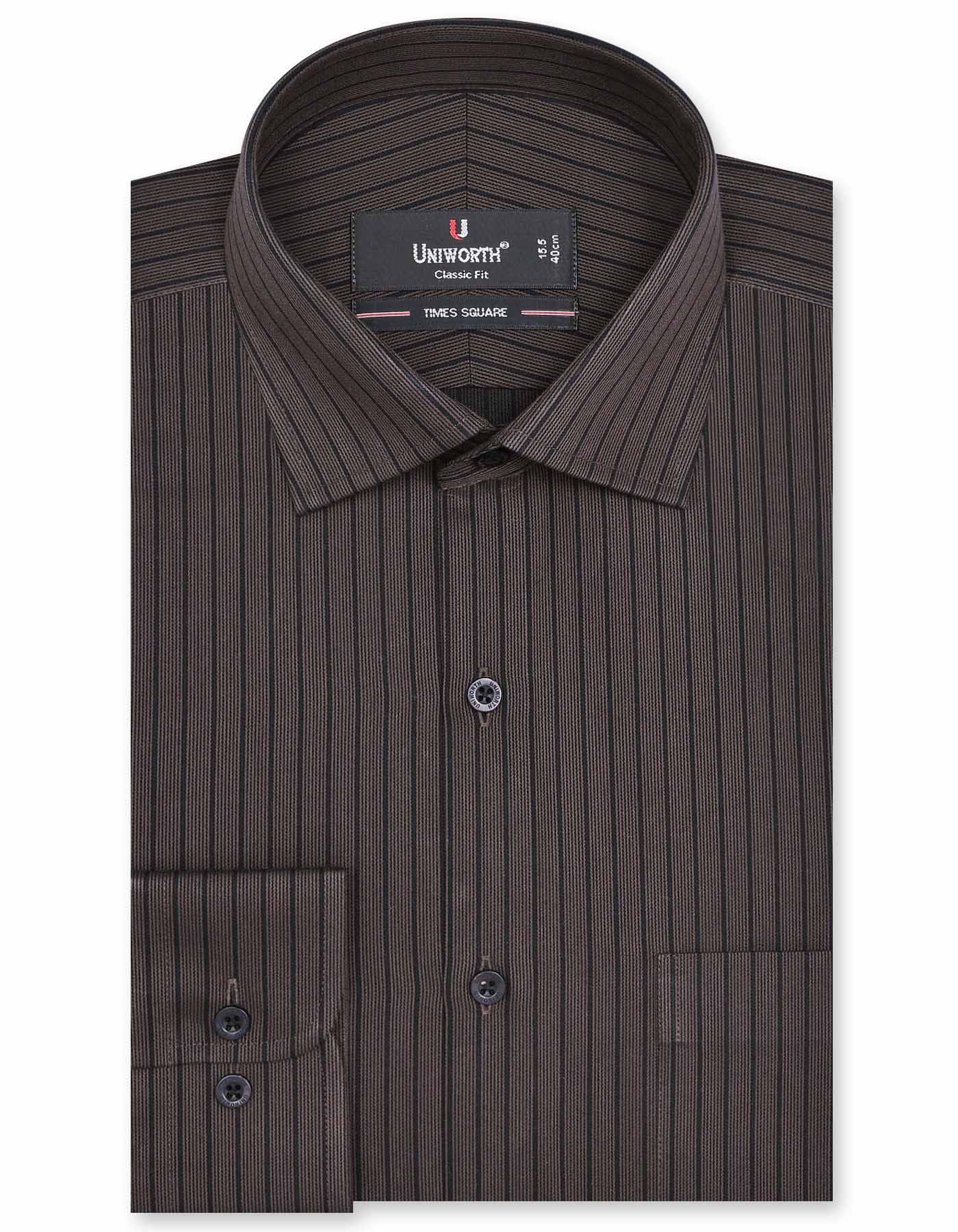Stripe Brown Classic Fit Shirt FS2770-2RF-14.5