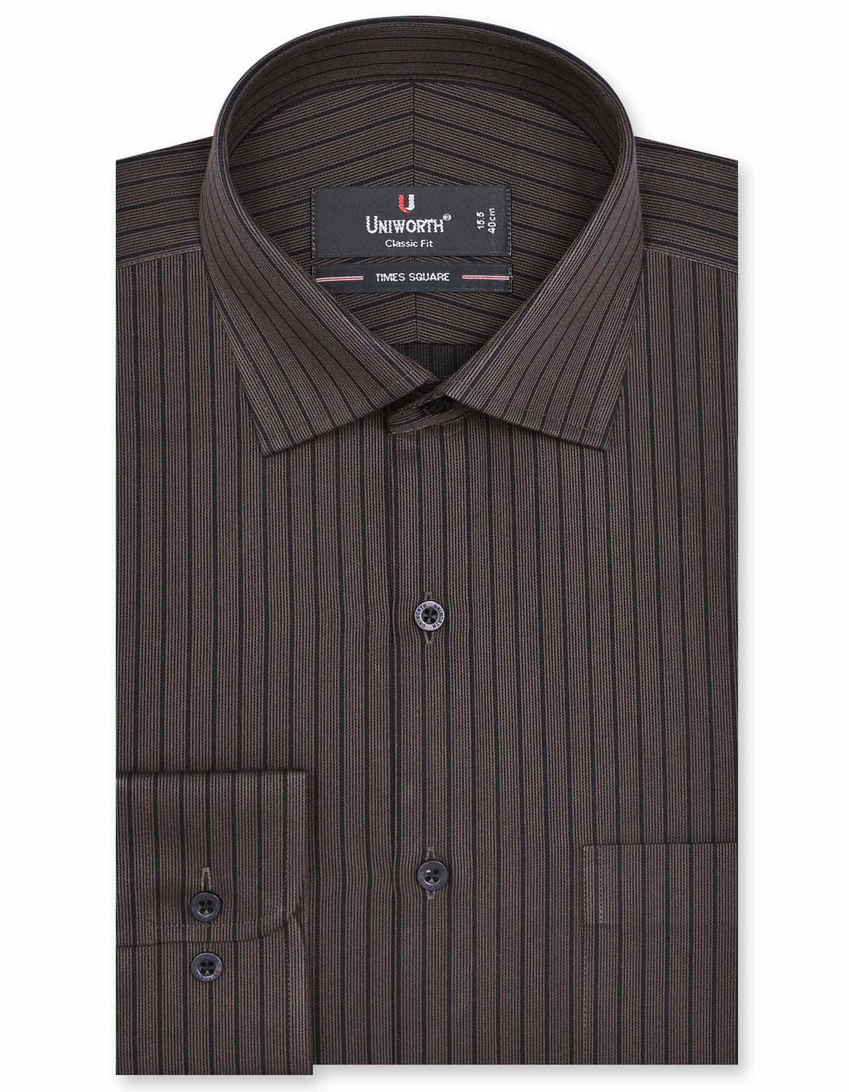 Stripe Brown Classic Fit Shirt FS2770-2RF-14.5