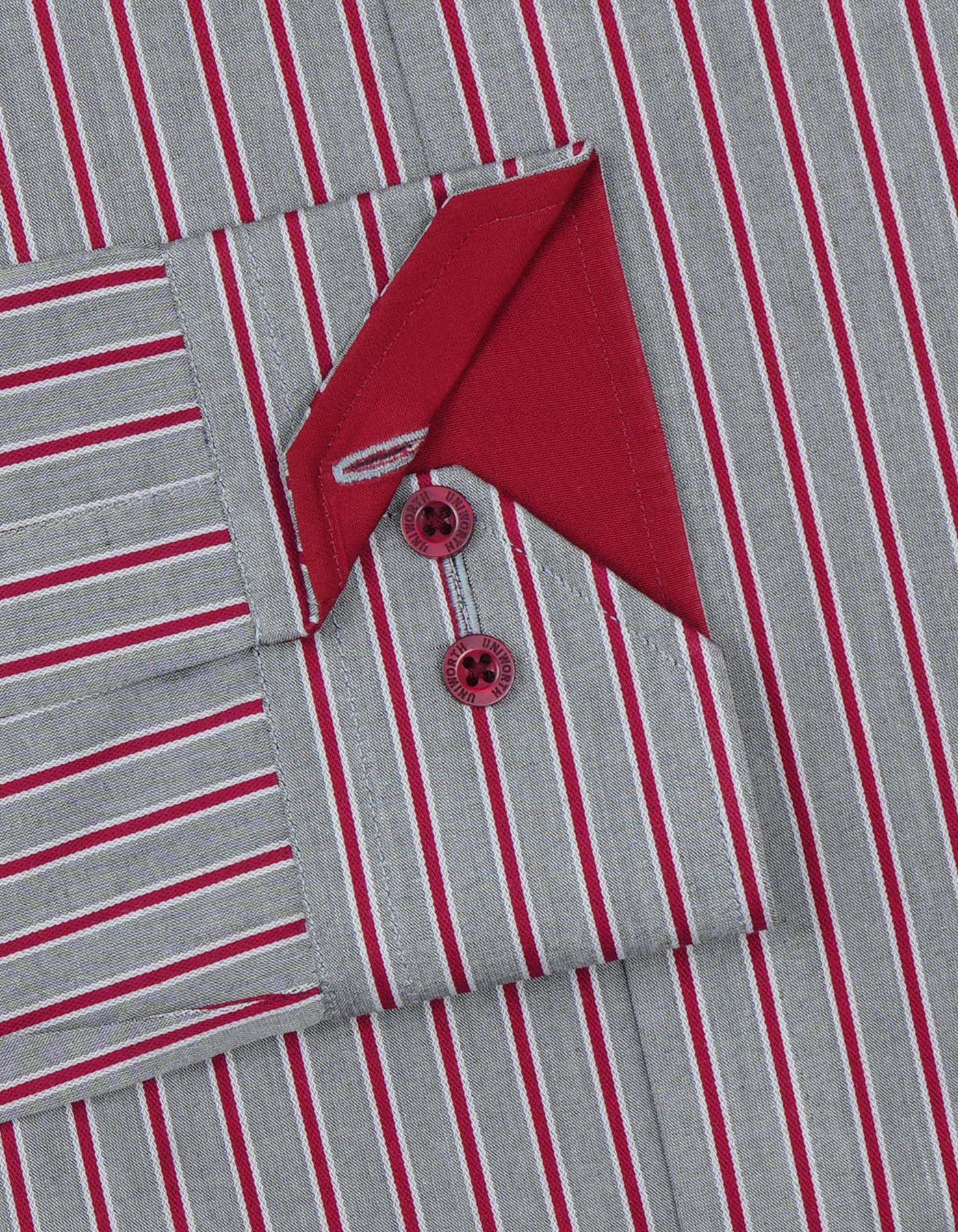 Stripe Maroon Classic Fit Shirt FS2775-1RF-15.5