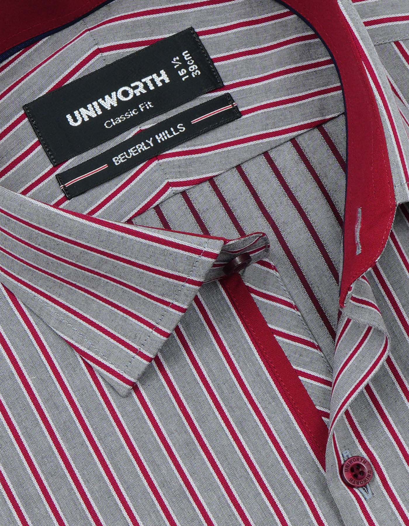 Stripe Maroon Classic Fit Shirt FS2775-1RF-15