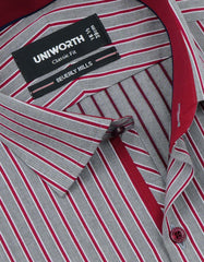 Stripe Maroon Classic Fit Shirt FS2775-1RF-15