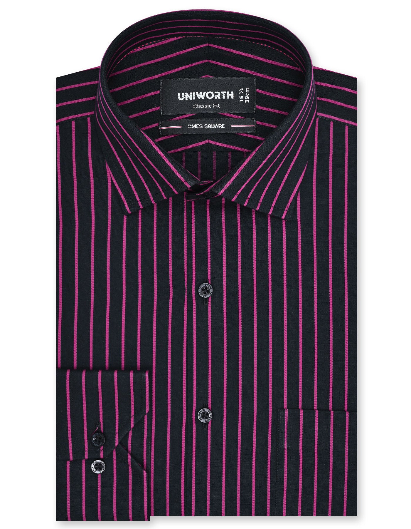 Stripe Black Classic Fit Shirt FS2777-3RF-14.5