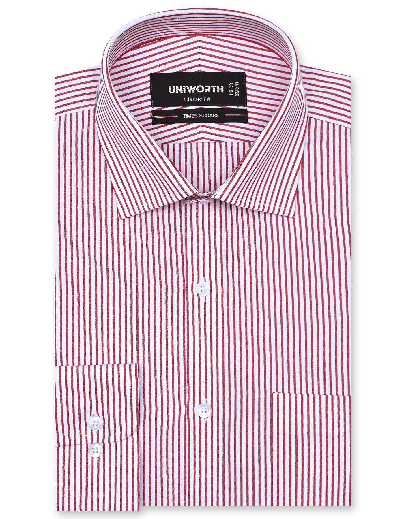 Stripe Maroon Classic Fit Shirt FS2780-3RF-14.5