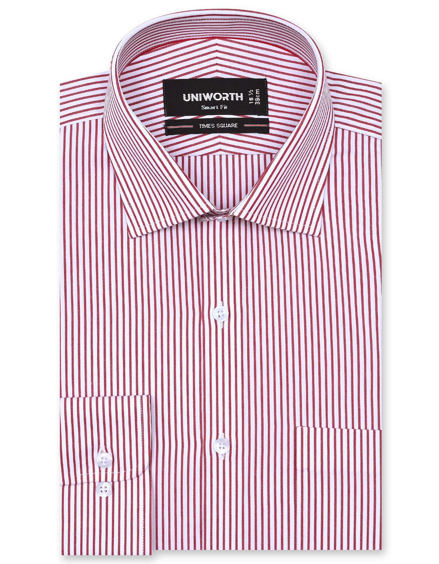 Stripe Maroon Tailored Smart Fit Shirt FS2780-3SF-14.5