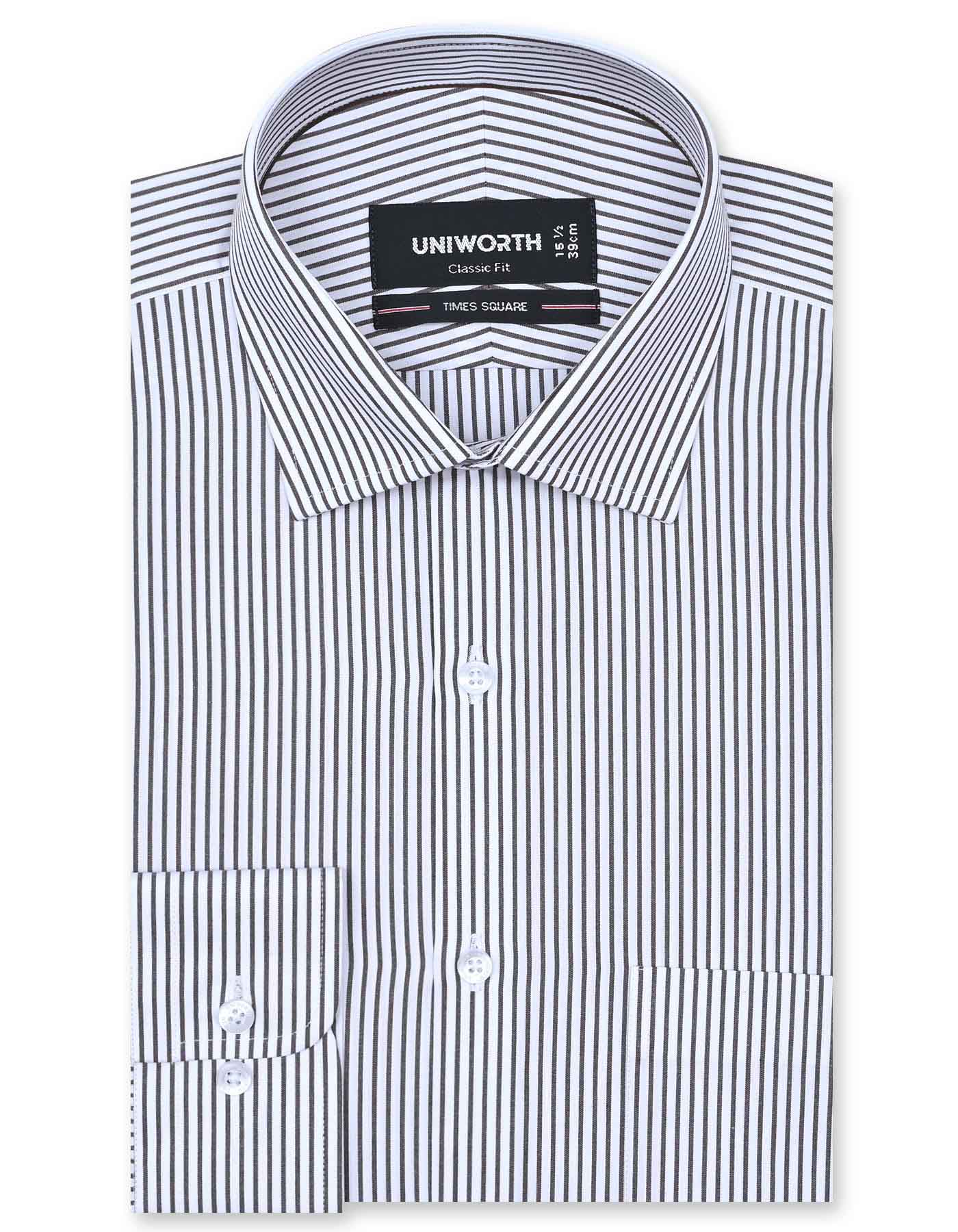 Stripe Brown Classic Fit Shirt FS2781-2RF-14.5