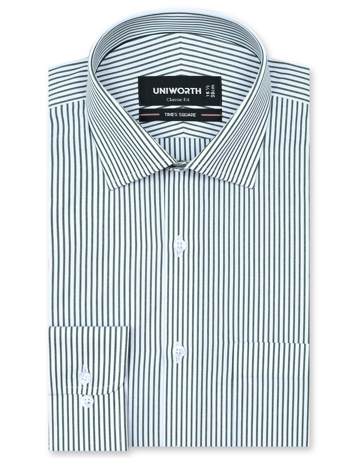 Stripe Green Classic Fit Shirt FS2782-1RF-14.5