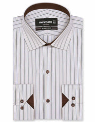 Stripe D Brown Classic Fit Shirt FS2786-2RF-14.5