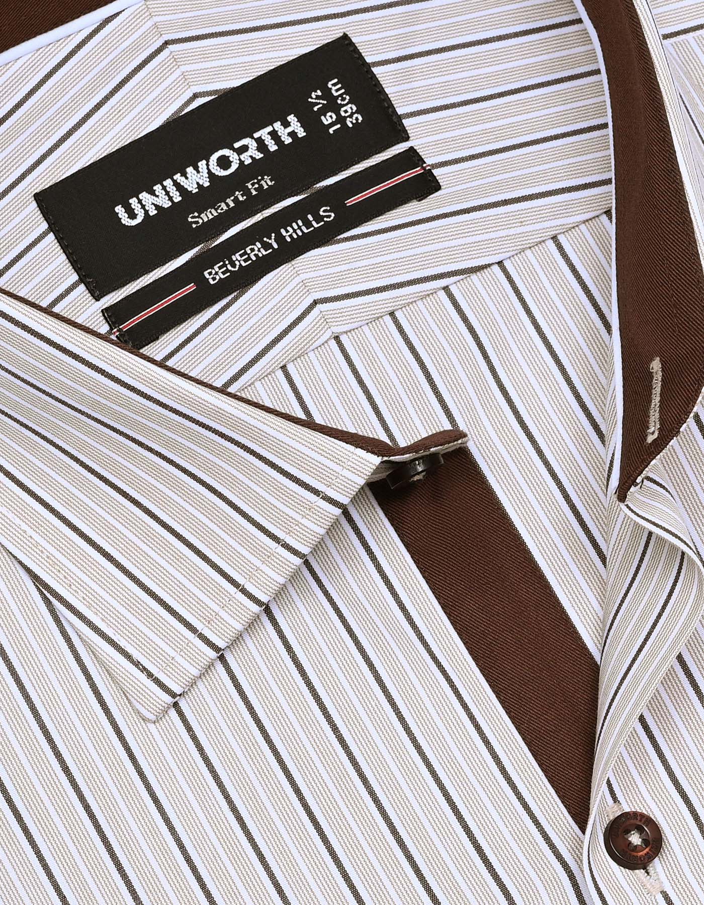 Stripe D Brown Tailored Smart Fit Shirt FS2786-2SF-15