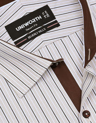 Stripe D Brown Tailored Smart Fit Shirt FS2786-2SF-15