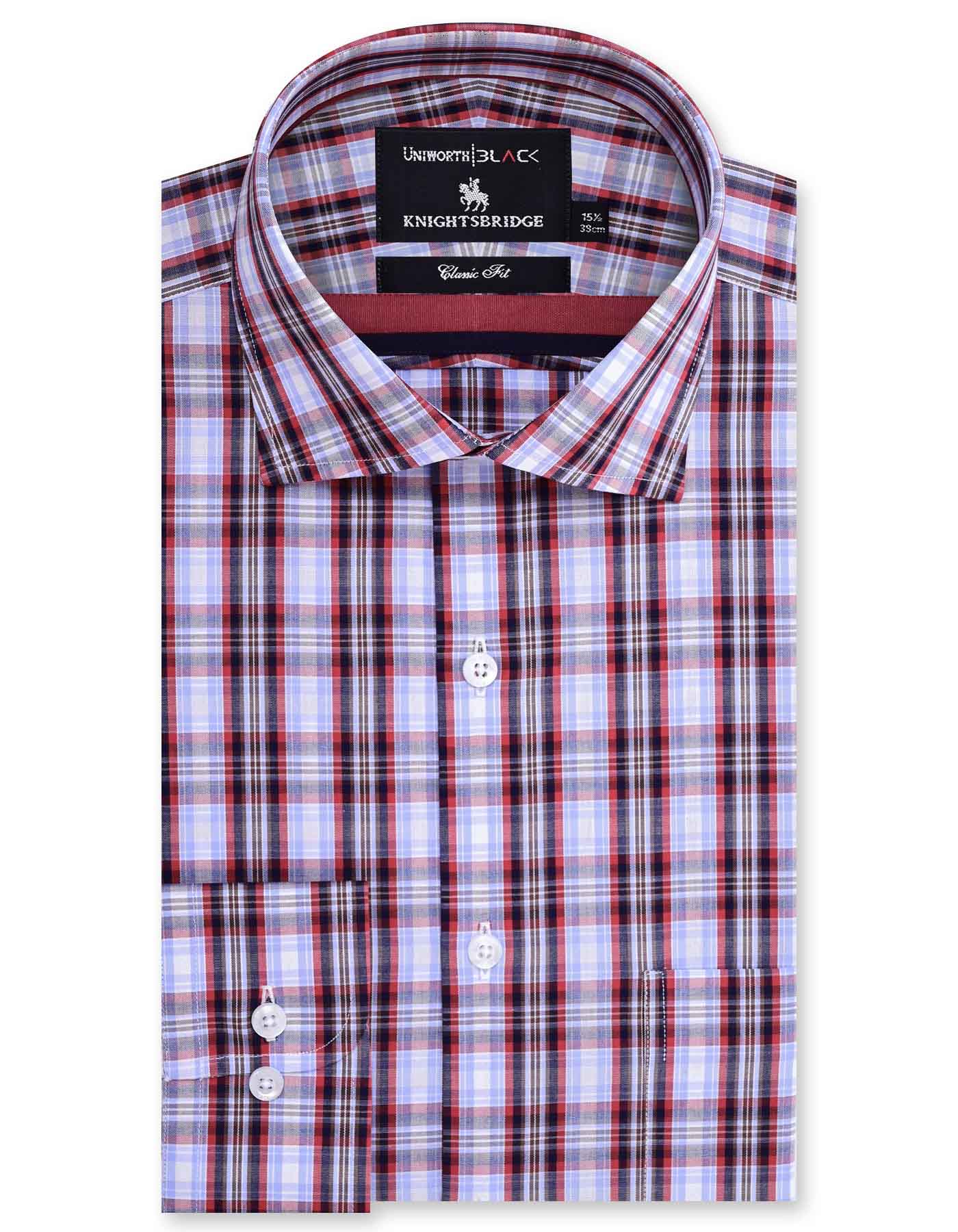 Check Sky/Maroon Classic Fit Shirt FS2787-1RF-15