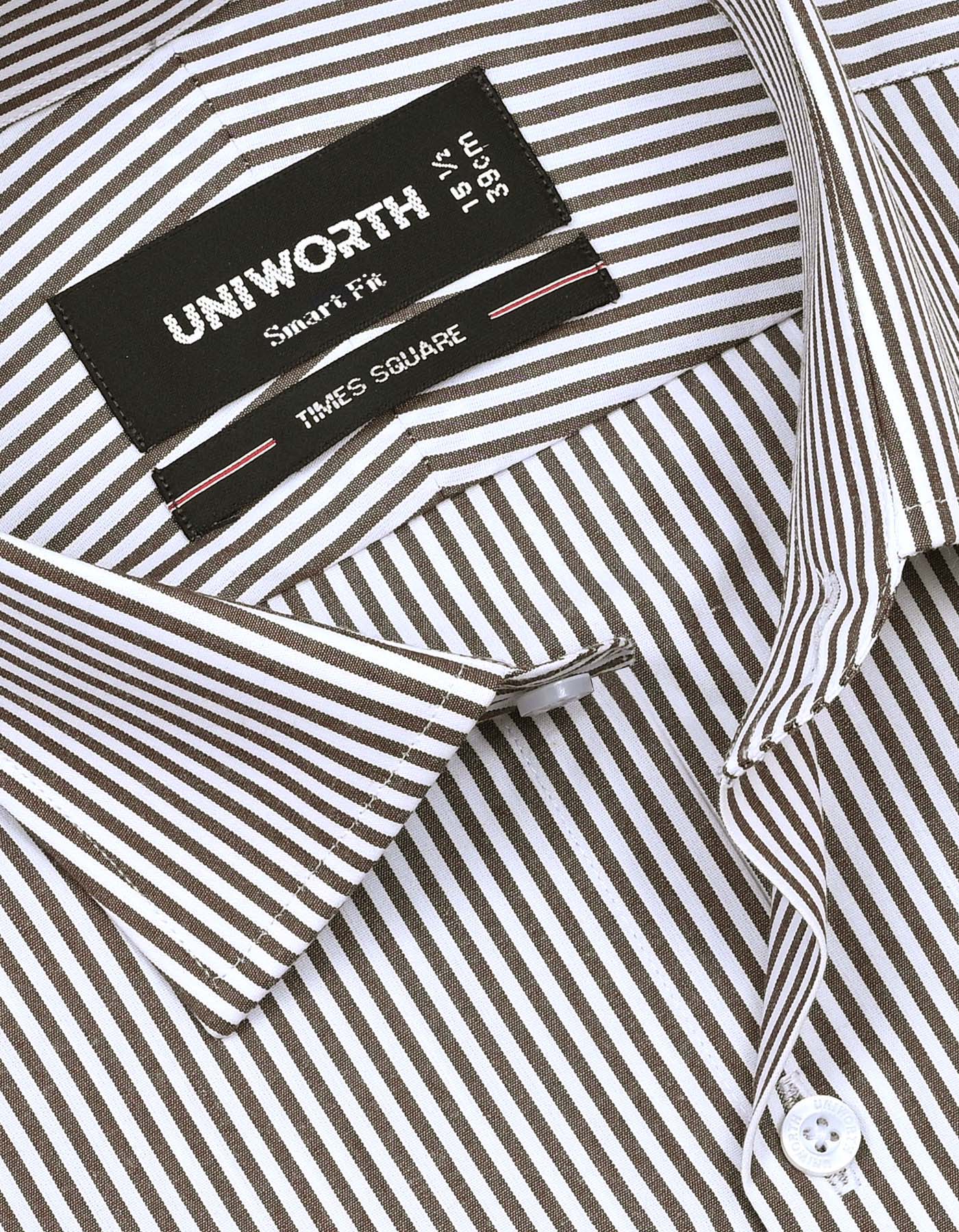Stripe Brown Tailored Smart Fit Shirt FS2791SF-15