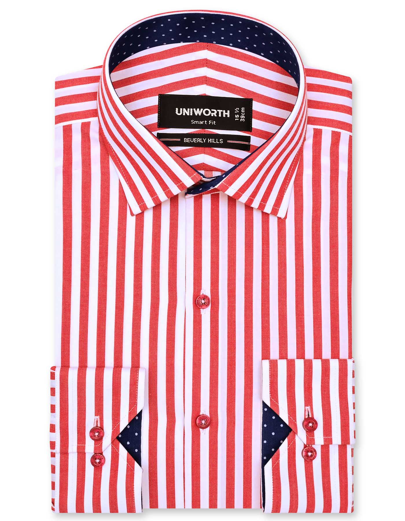 Stripe Red Tailored Smart Fit Shirt FS2822-1SF-14.5