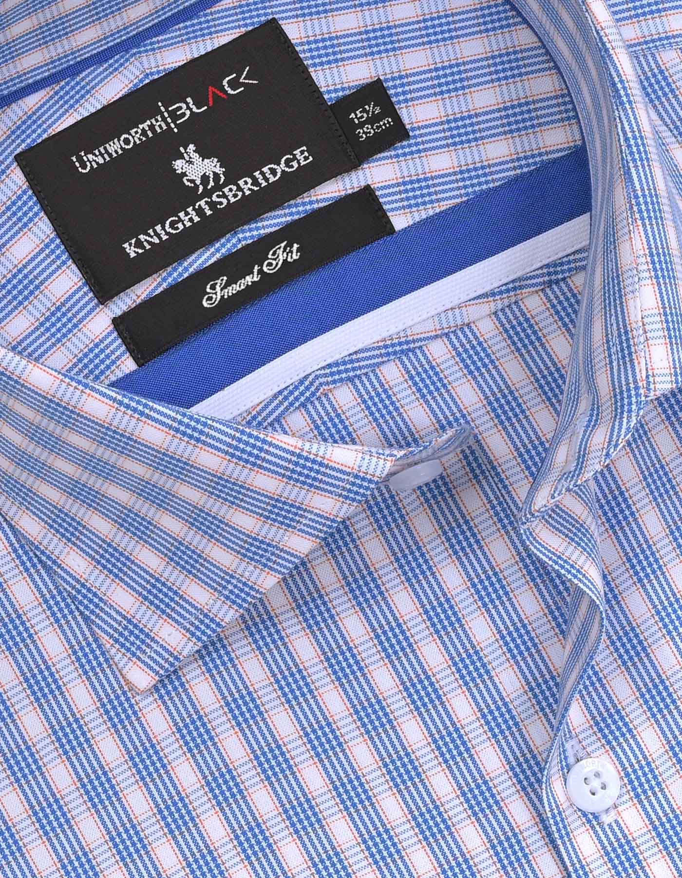 Check Blue/Orange Tailored Smart Fit Shirt FS2870SF-15