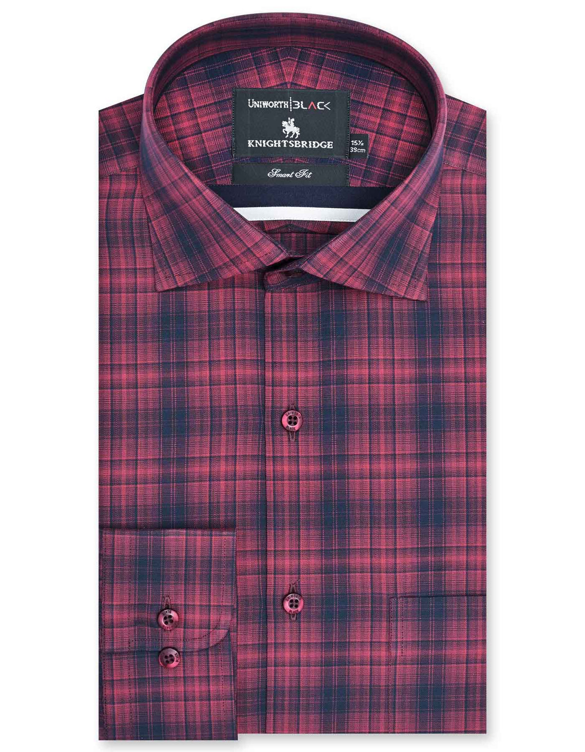 Check Black/Maroon Tailored Smart Fit Shirt FS2872SF-14.5