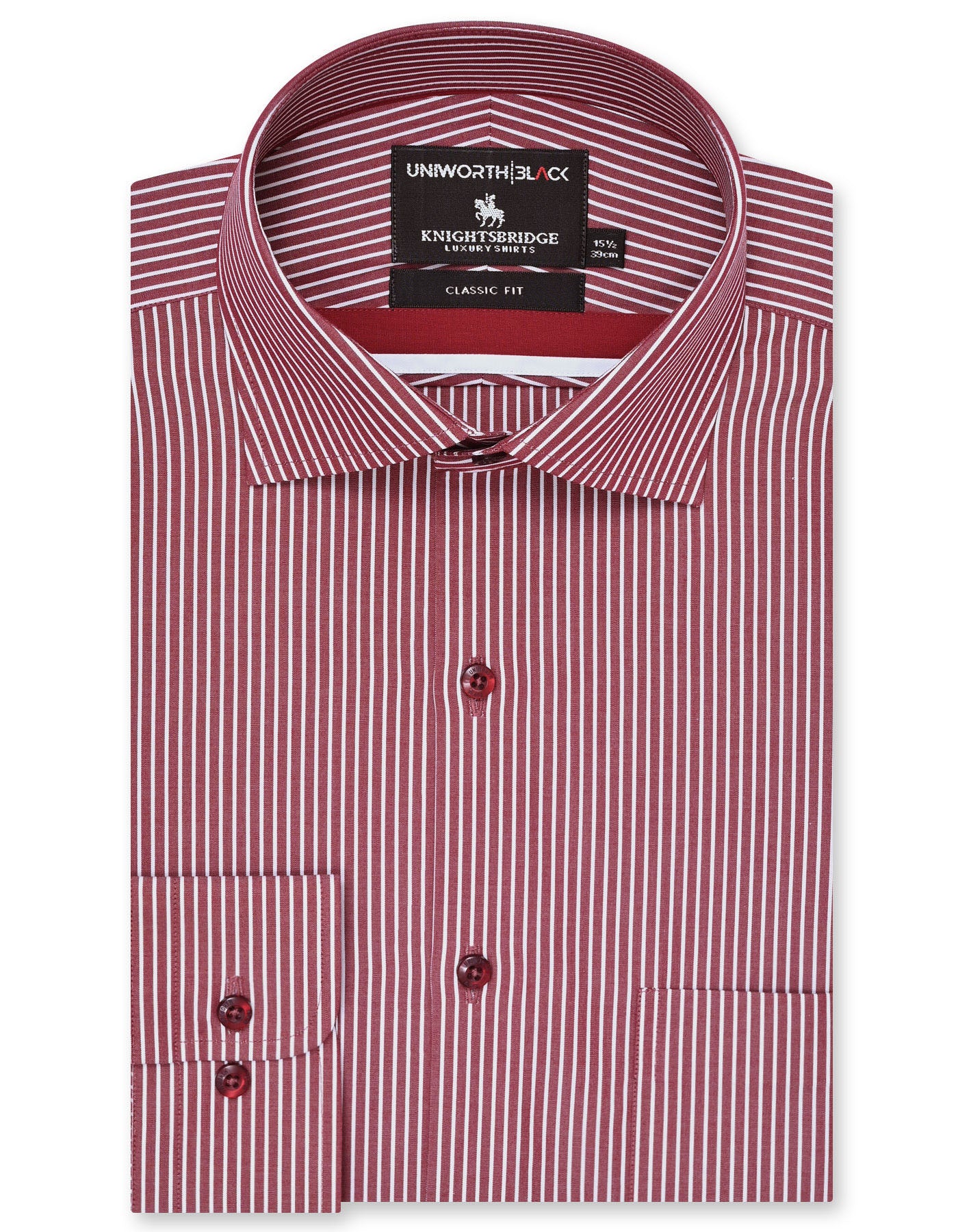 Stripe Maroon Classic Fit Shirt FS2879-1RF-14.5